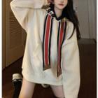 Patchwork Fleece-lined Oversized Hoodie Off White - One Size
