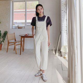 Pocket-front Jumper Pants Cream - One Size