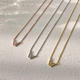 Rhinestone Butterfly-pendant Chain Necklace