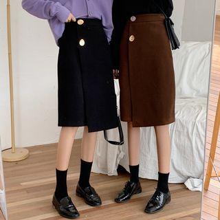 Buttoned Midi Shift Skirt