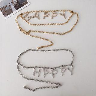 Lettering Rhinestone Pendant Alloy Waist Chain