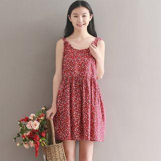 Tie-strap Floral Tank Dress
