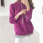 Letter-embroidered Brushed-fleece Lined Hoodie