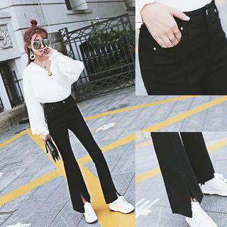 Boot-cut Slit-front Jeans