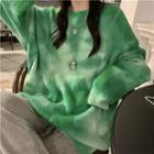 Oversized Round-neck Tie-dye Long-sleeve Sweater