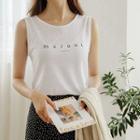 Sleeveless Letter Linen T-shirt