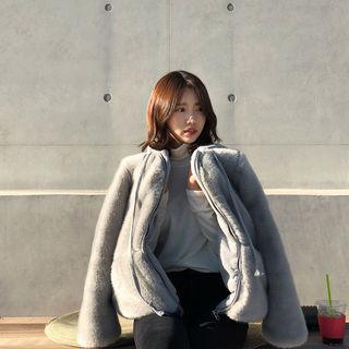 Inset Hooded Faux-fur Jacket