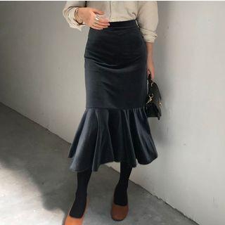 Midi Velvet Mermaid H-line Skirt