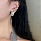 Asymmetrical Rhinestone Butterfly Fringe Drop Earring 1 Pair - Silver - One Size