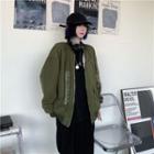 Four-leaf Clover Print Zip Jacket