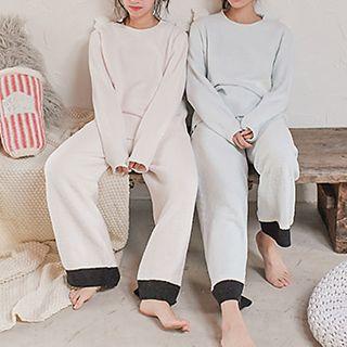 Loungewear Set: Long-sleeve Wing-accent Top + Pants