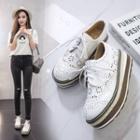 Laser Cut Platform Lace-up Shoes