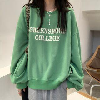 Round-neck Lettering Long-sleeve Top As Shown In Figure - One Size