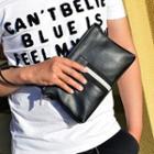 Stripe Faux Leather Pouch