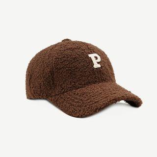 Letter P Shearling Baseball Cap
