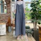 Spaghetti-strap Striped Jumpsuit Blue - One Size