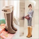 Fleece-lined Block Heel Tall Boots