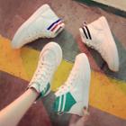 Striped Knit Panel Lace-up Sneakers