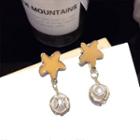 Star Faux Pearl Drop Earring 1 Pair - Steel Stud - Gold - One Size