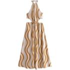 Sleeveless Halter Neck Print Midi A-line Dress