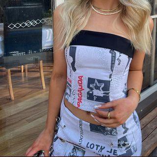 Set: Lettering Tube Top + Mini Pencil Skirt
