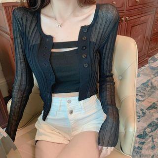 Halter-neck Top / Buttoned Cardigan