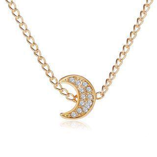 Moon Rhinestone Alloy Choker 01 - Gold - One Size