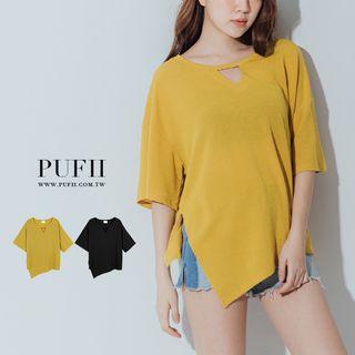 Key-hole Front Plain Tee