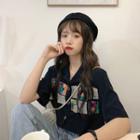 Printed Open-collar Short-sleeve Shirt