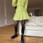 Shirred Tweed Miniskirt
