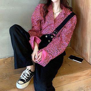 Set: Leopard Print Shirt + Asymmetrical Jumper Pants