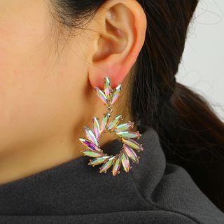 Faux Crystal Hoop Dangle Earring 1 Pair - Iridescent - One Size