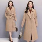 Button Accent Double-breasted Long Coat