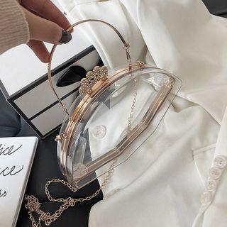 Rhinestone Transparent Crossbody Bag Gold - One Size