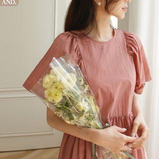 Dolman-sleeve Shirred Long Dress
