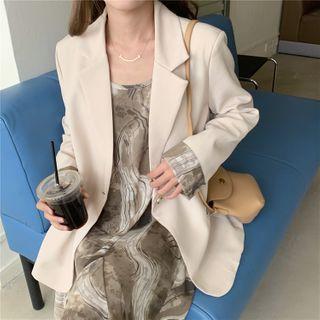 Plain Blazer / Strappy Midi A-line Dress / Set