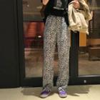 Leopard Print Wide-leg Pants White - One Size