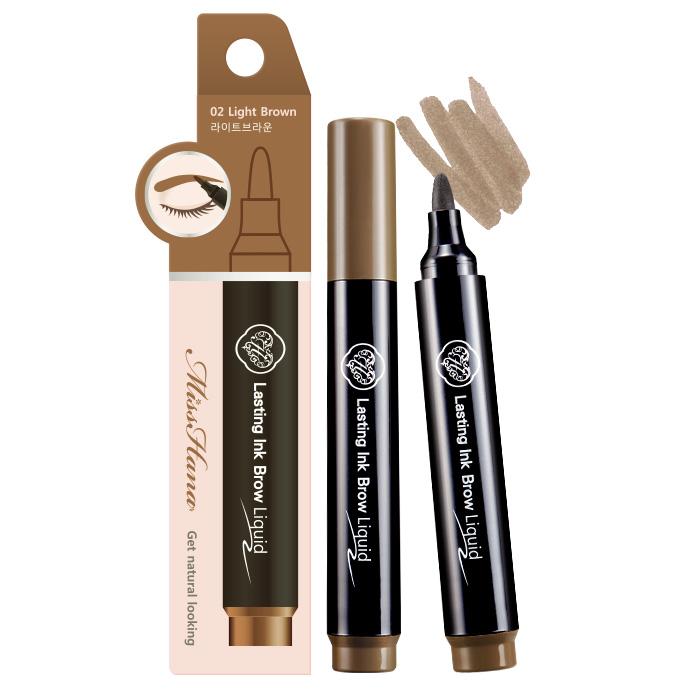 Miss Hana - Lasting Ink Brow Liquid (#02 Light Brown) 4.6g
