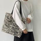 Zebra Print Canvas Tote Bag Zebra - Beige - One Size