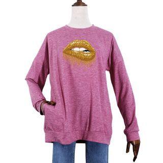 Long-sleeve Lips Print T-shirt