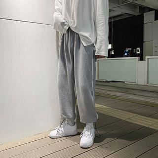 Drawstring-cuff Striped Wide-leg Pants