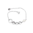 925 Sterling Silver Fashion Elegant Geometric Pattern Circle Freshwater Pearl Bracelet Silver - One Size
