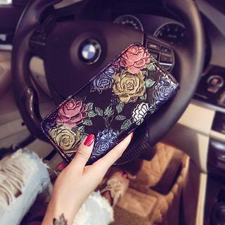 Floral Faux Leather Long Wallet