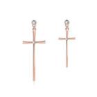 Fashion Simple Plated Rose Gold Cross Earrings With Cubic Zircon Rose Gold - One Size