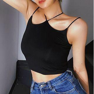 Strappy Plain Crop Camisole Top