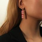 Chinese Characters Bar Alloy Dangle Earring 1 Pair - Red - One Size