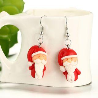 Christmas Santa Dangle Earring Red - One Size
