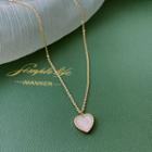 Heart Shell Pendant Necklace 1pc - Gold & White - One Size