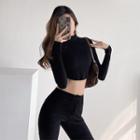 Stand-collar Skinny Crop T-shirt