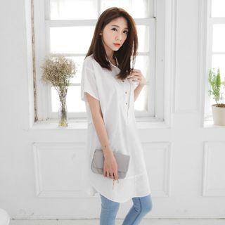 Short-sleeve Tie-back Shirtdress